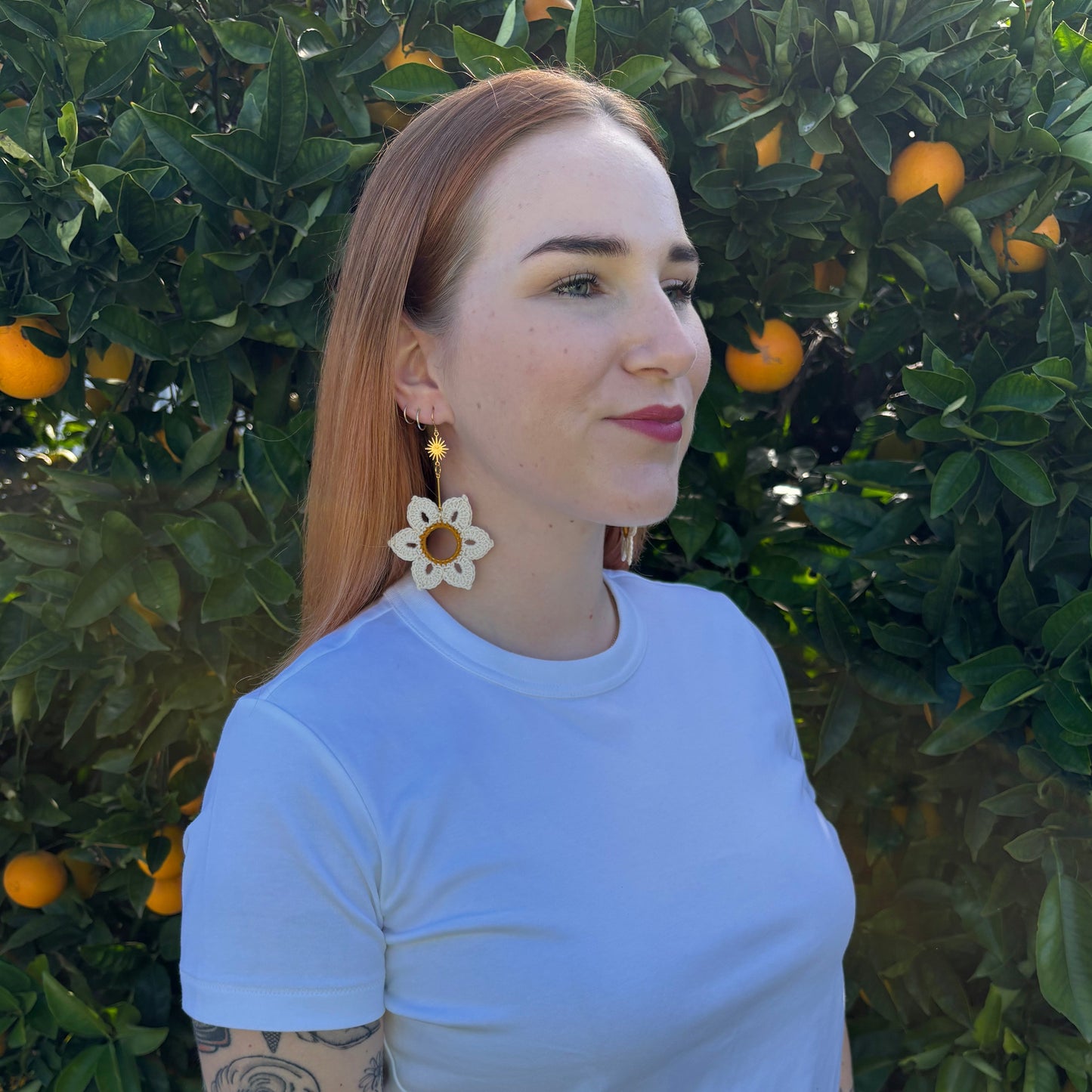 Crocheted Daisy Earrings