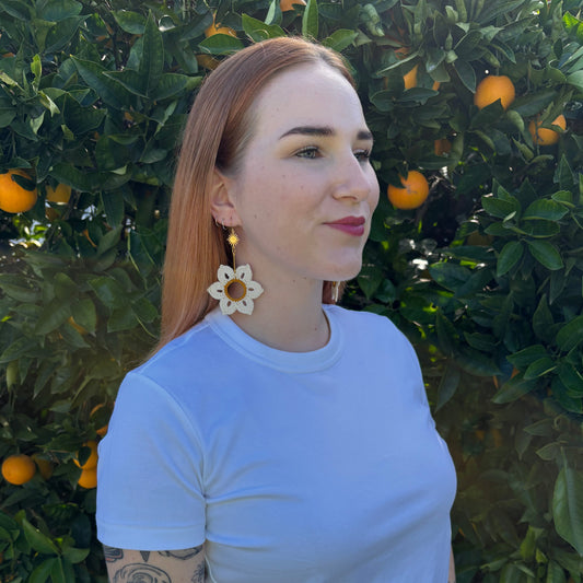 Crocheted Daisy Earrings