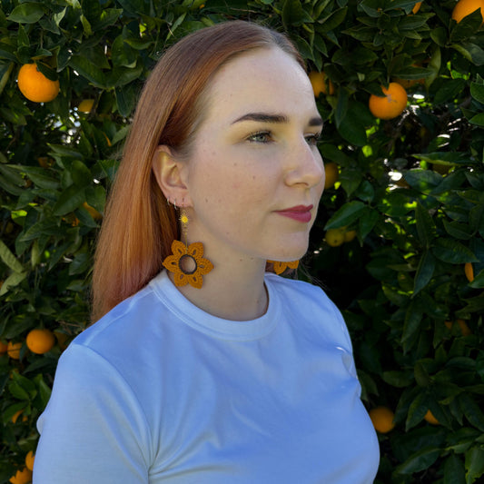 Crocheted Sunflower Earrings