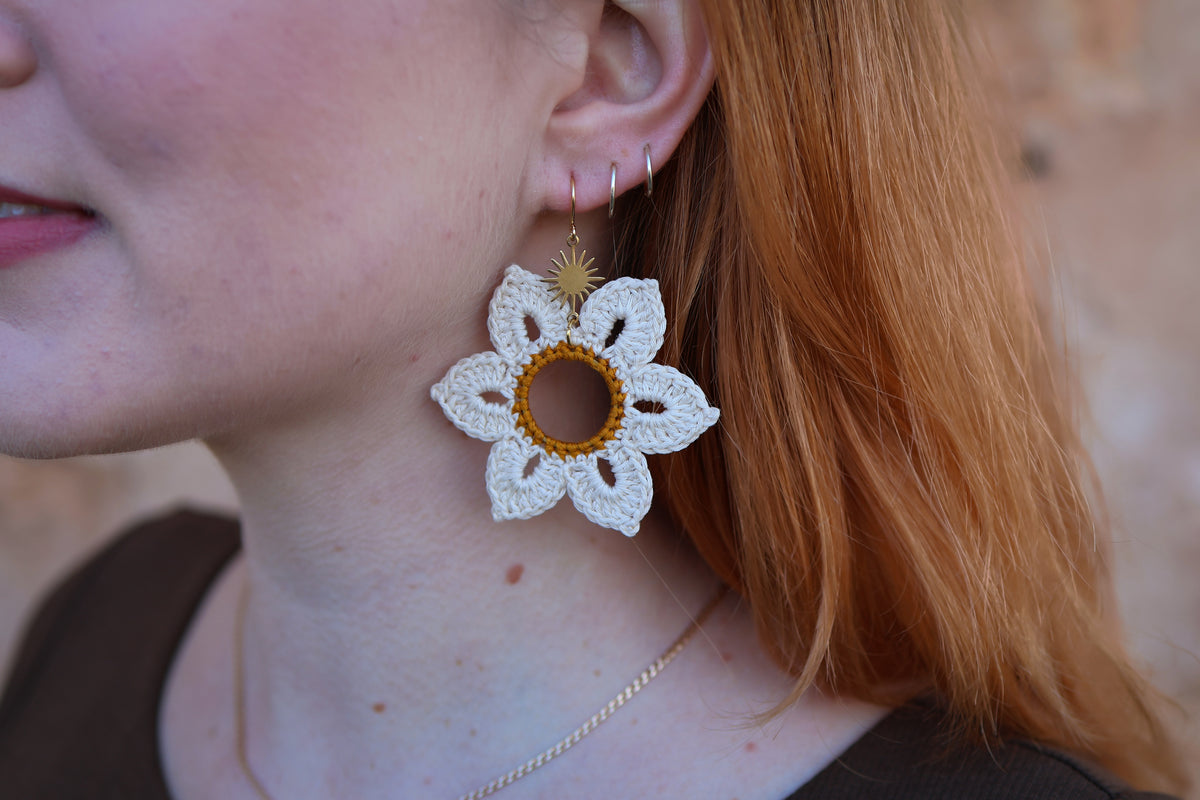 Crochet Flower Earrings (Custom Colour Order)