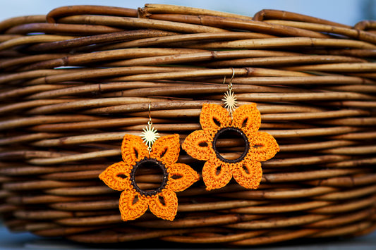 Crochet Sunflower Earrings