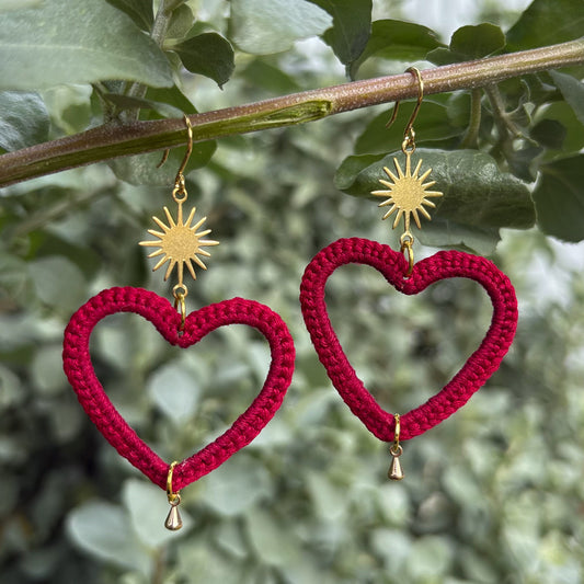 Crochet Heart Earrings (Custom Colour Order)