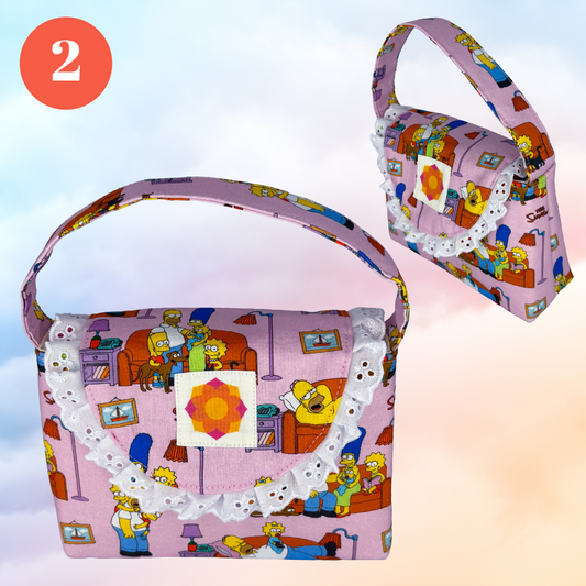 Lace Satchel Bag: Pink Simpsons