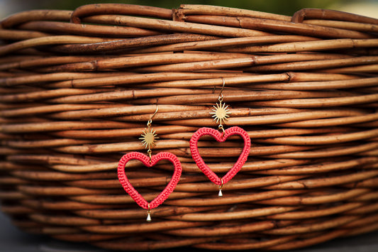 Crochet Heart Earrings