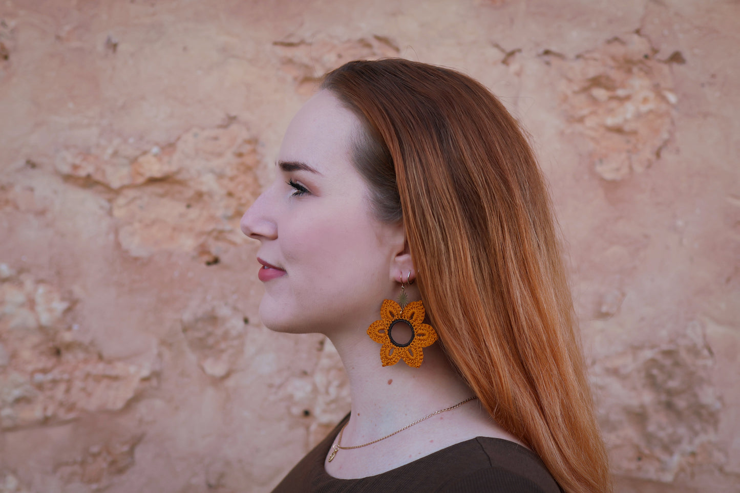 Crochet Sunflower Earrings