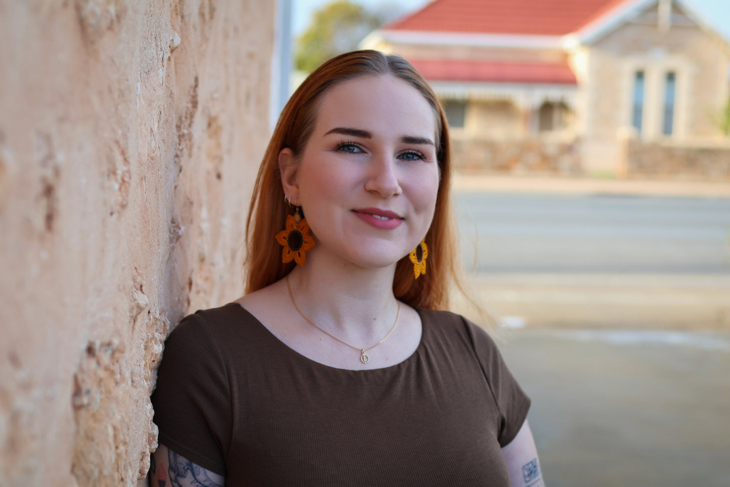 Crochet Sunflower Earrings