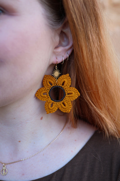 Crochet Sunflower Earrings
