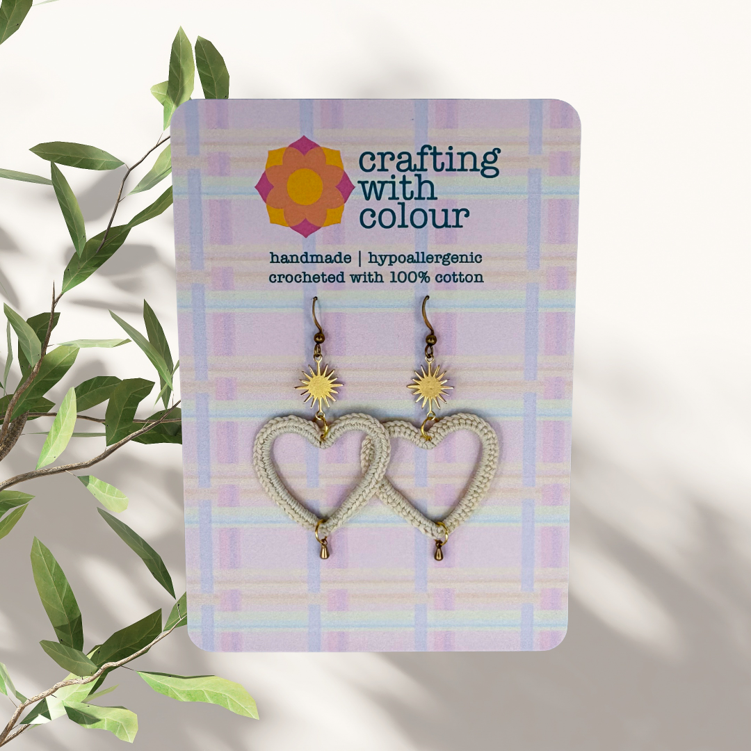 Crocheted Heart Earrings