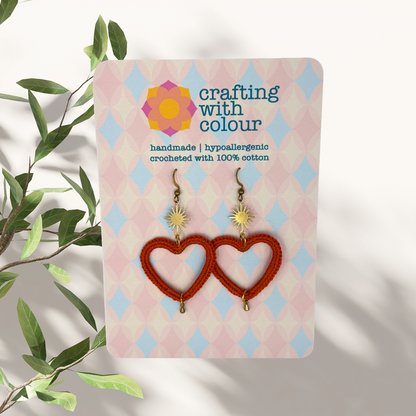 Crocheted Heart Earrings