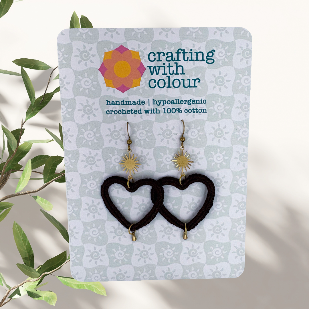 Crocheted Heart Earrings