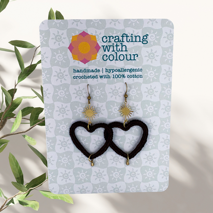 Crocheted Heart Earrings