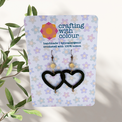 Crocheted Heart Earrings