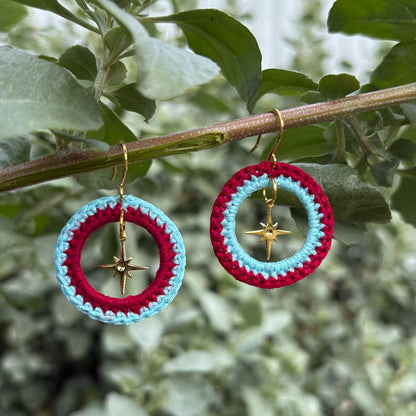 Crochet Circle Sparkle Earrings (Custom Colour Order)