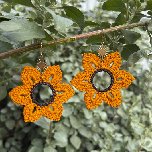 Crochet Sunflower Earrings