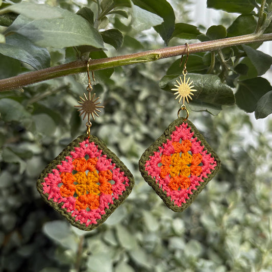 Crochet Mini Granny Square Earrings