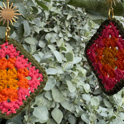 Crochet Mini Granny Square Earrings