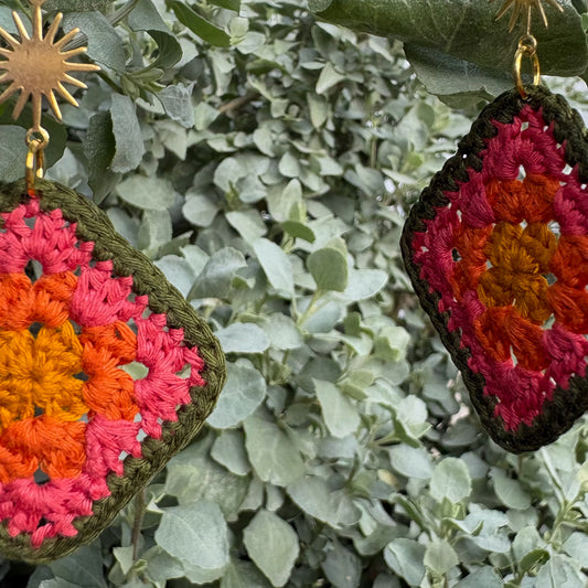 Crochet Mini Granny Square Earrings