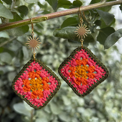Crochet Mini Granny Square Earrings