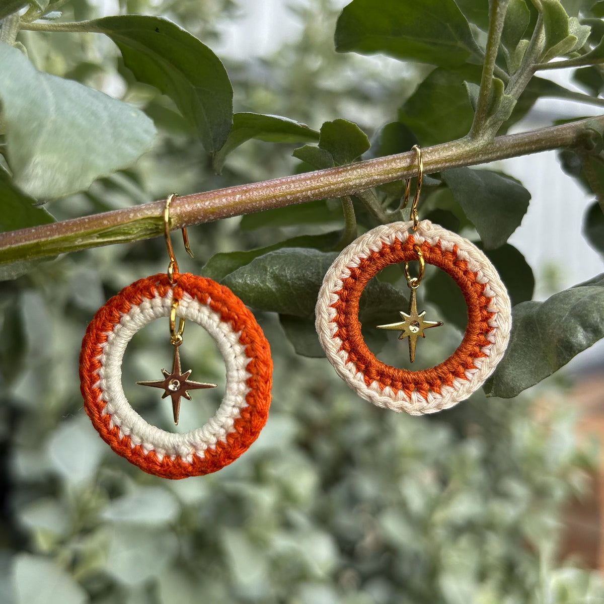 Crochet Circle Sparkle Earrings (Custom Colour Order)