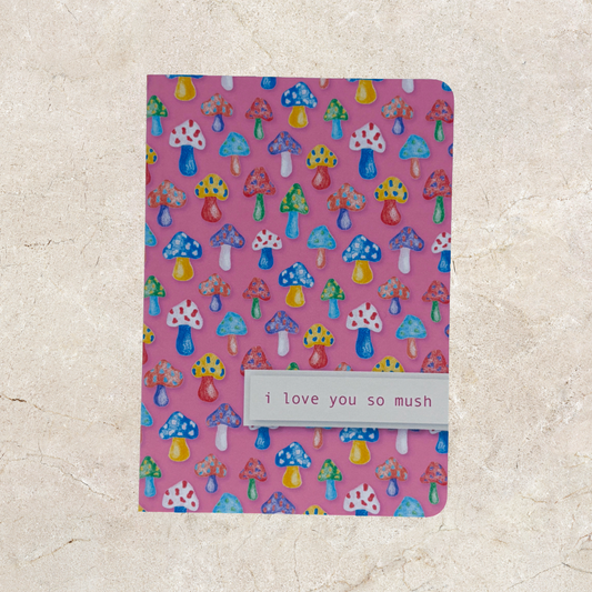 'I love you so mush' Card - Pink Mushroom
