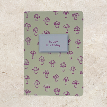 'Happy Birthday' Card - Yellow Mushroom