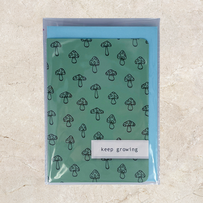 'Keep Growing' Card - Green Mushroom