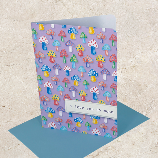 'I love you so mush' Card - Purple Mushroom
