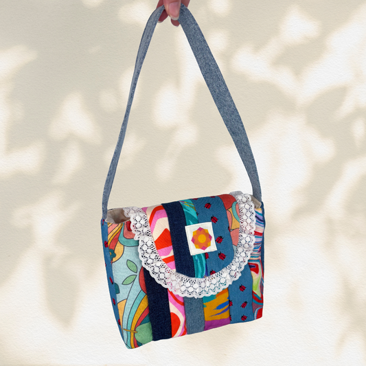 SAMPLE: Patchwork Denim & Colour Handbag