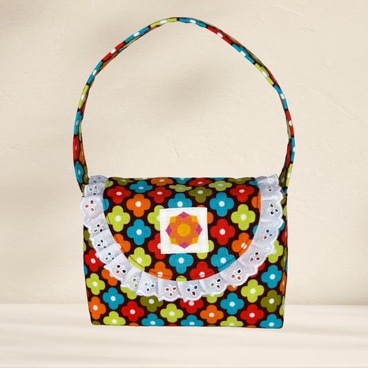 The Gigi Mini Handbag: Retro Coloured Flowers [2]