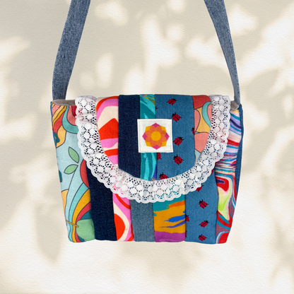 SAMPLE: Patchwork Denim & Colour Handbag