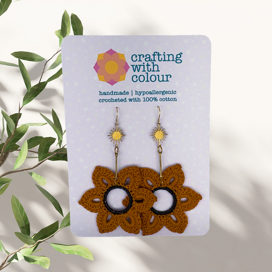 Crocheted Sunflower Earrings