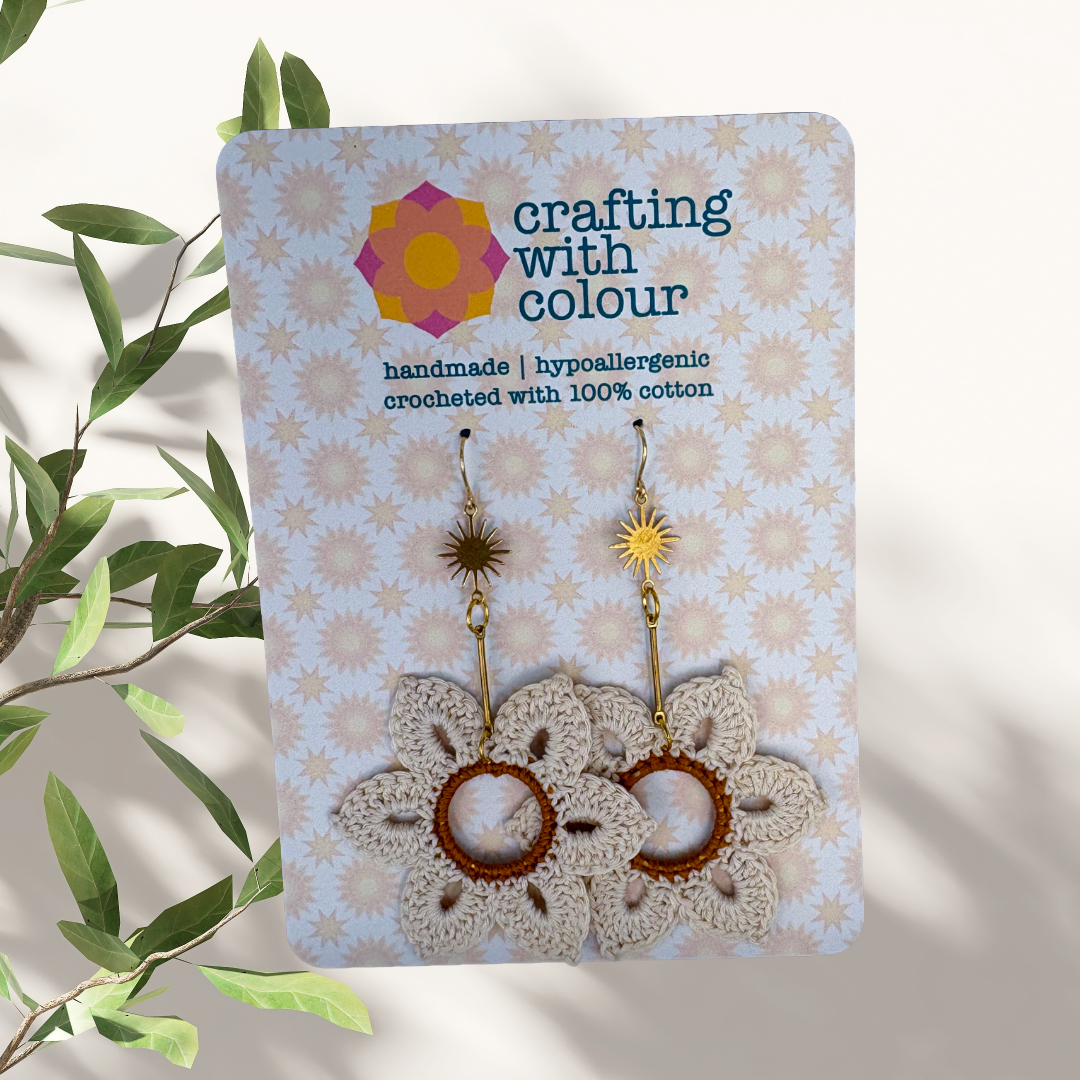Crocheted Daisy Earrings