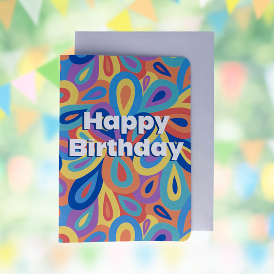 'Happy Birthday' Rainbow Drops Card