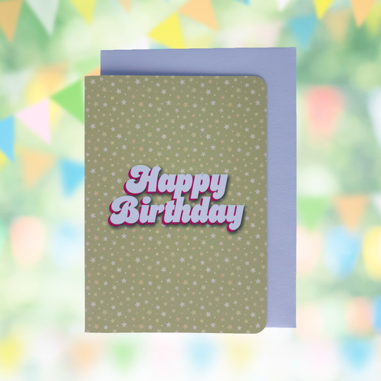 'Happy Birthday' Green Stars Card